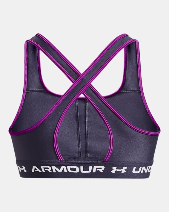 Women's Armour® Mid Crossback Sports Bra, Gray, pdpMainDesktop image number 11